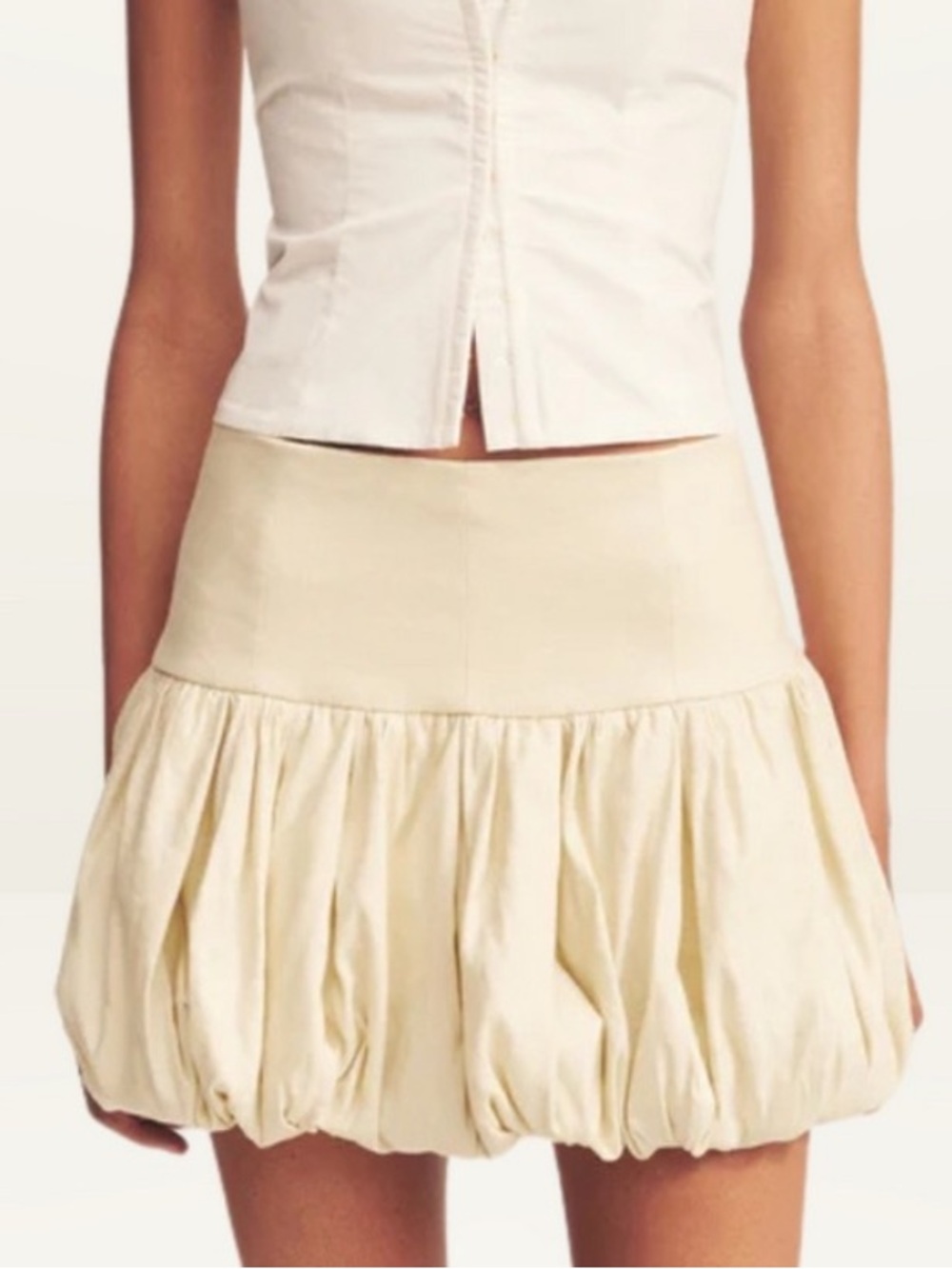 Shona Joy Kasabah Bone Linen Blend High Rise Coquette Bubble Mini Skirt EUC Sz 2